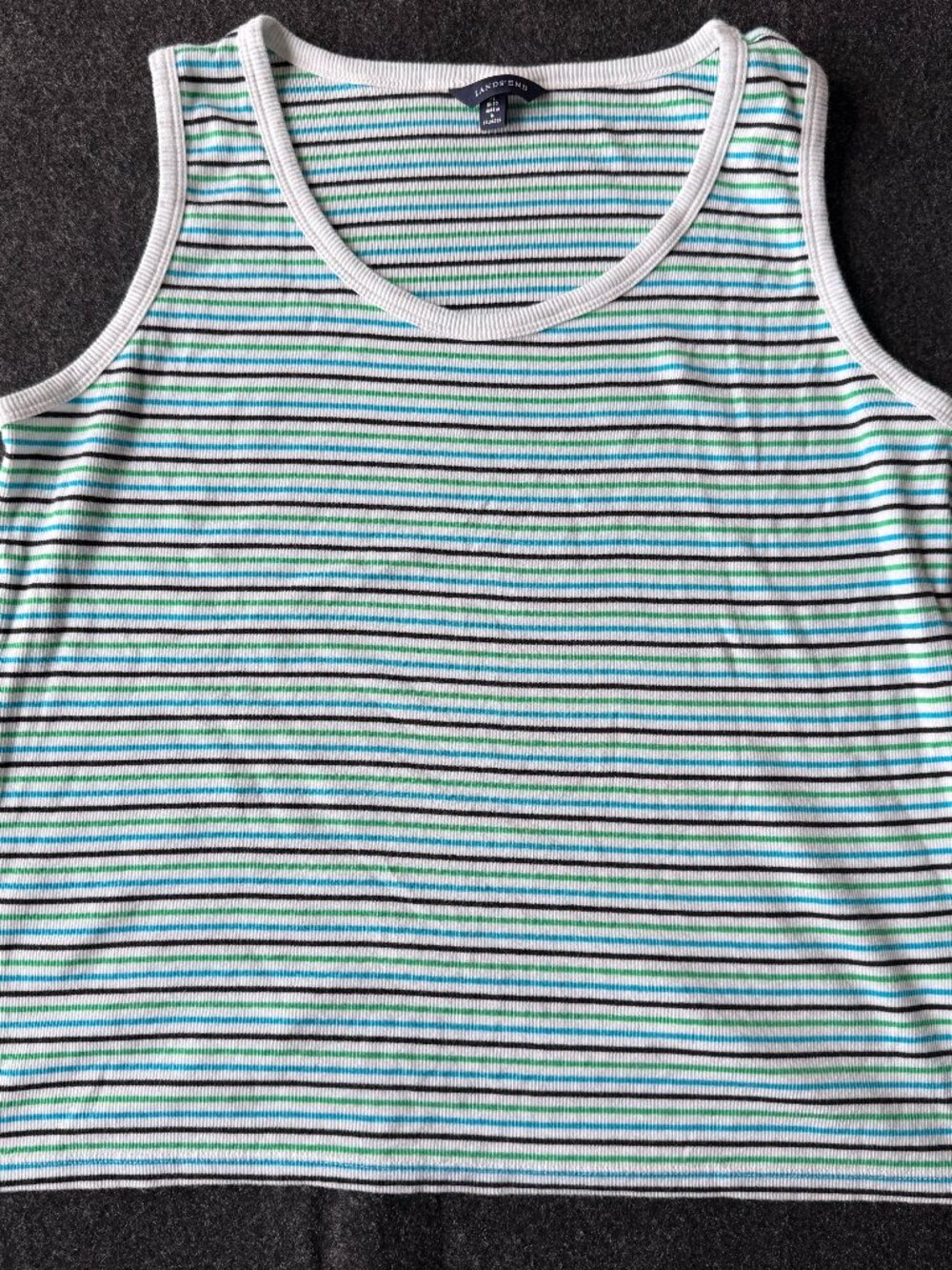 Lands' End Striped Ribbed Tank Top XL 18-20